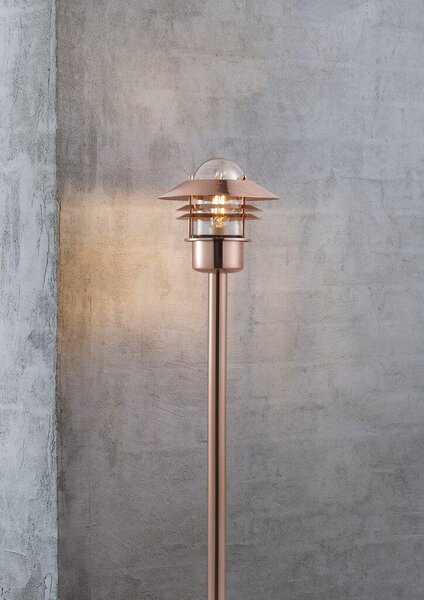 Nordlux 25078030 Blokhus, venkovní sloupková lampa, 1xE27 max 60W, kov, měděná, IP54, výška 92cm