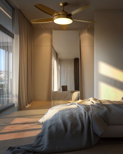 Stropní ventilátor se světlem GOSHAABA s dálkovým ovládáním LED Mosazná