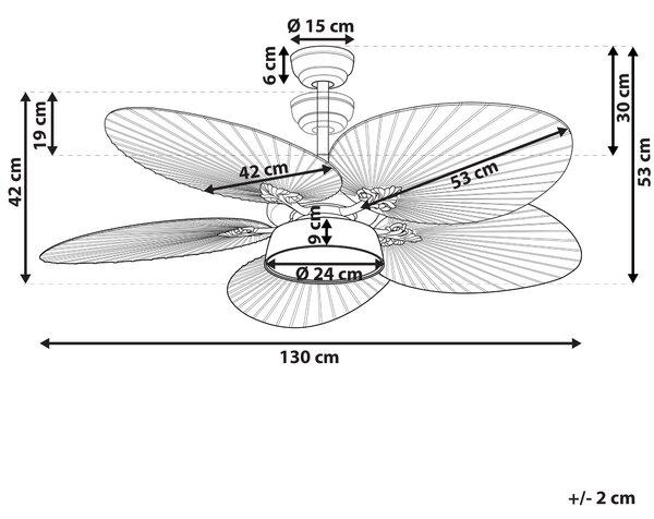 Stropní ventilátor se světlem BORMEJO s dálkovým ovládáním LED Zlatá