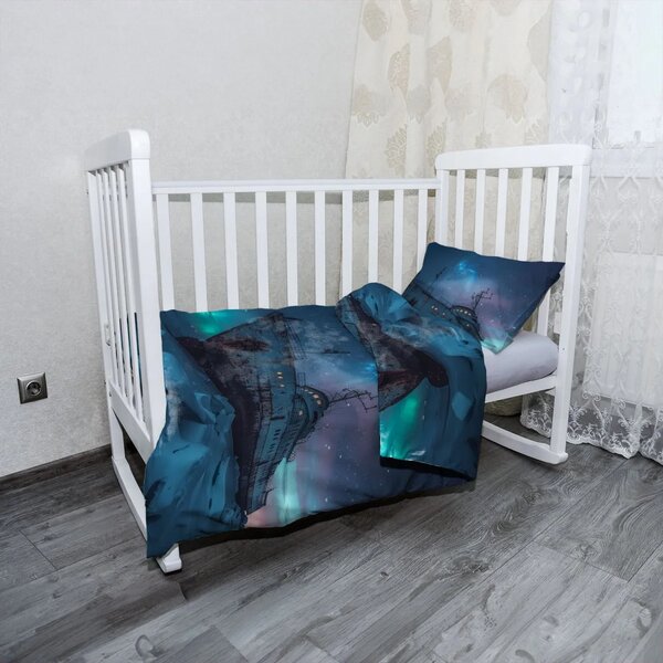 Sablio Mikroplyšové dětské povlečení do postýlky Vrak lodi při polární záři - 120x90 / 40x60