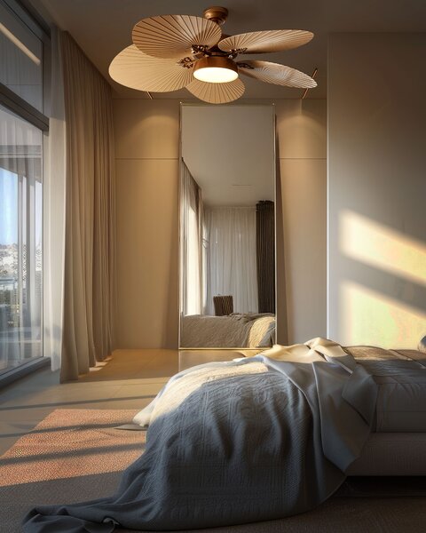 Stropní ventilátor se světlem BORMEJO s dálkovým ovládáním LED Zlatá
