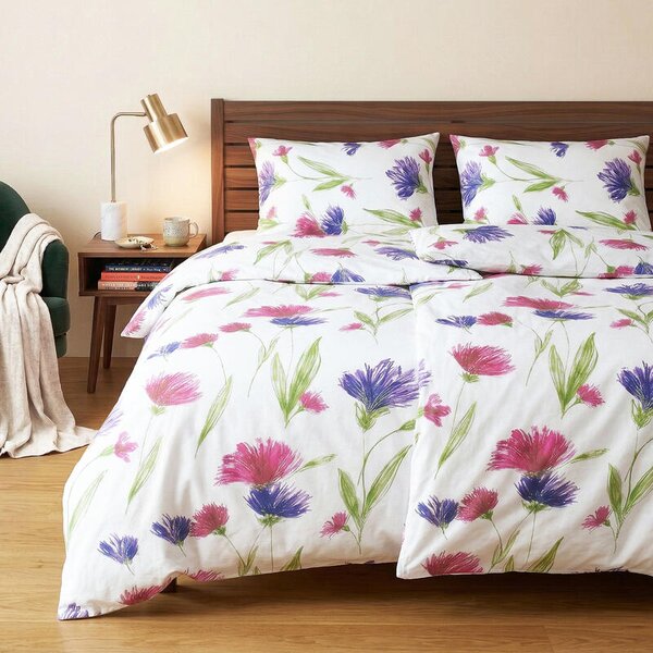 Povlečení KLASIK DESIGN asters bílopestrá 140 x 200/70 x 90 cm