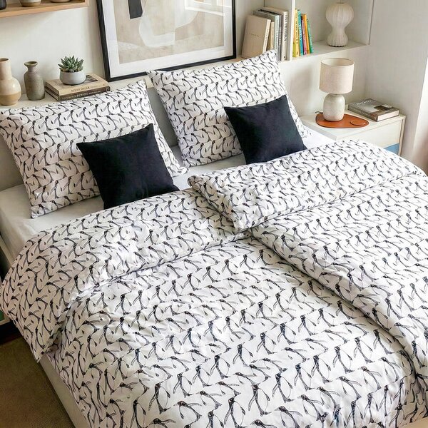Povlečení KLASIK SOFT penguins bíločerná 140 x 200/70 x 90 cm