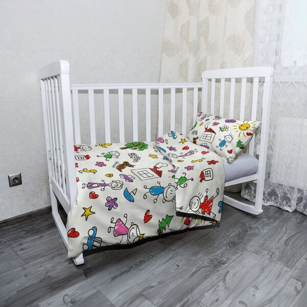 Sablio Mikroplyšové dětské povlečení do postýlky Malování 2 - 120x90 / 40x60