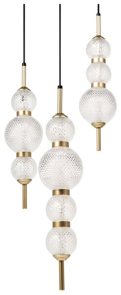 Závěsná lampa se 3 světly ARAS LED Sklo Zlatá