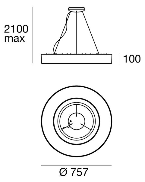Stilnovo 7652 Saturn, kruhové svítidlo pro zavěšení, 33W LED 3000K stmívatelné DALI, prům. 75,7cm