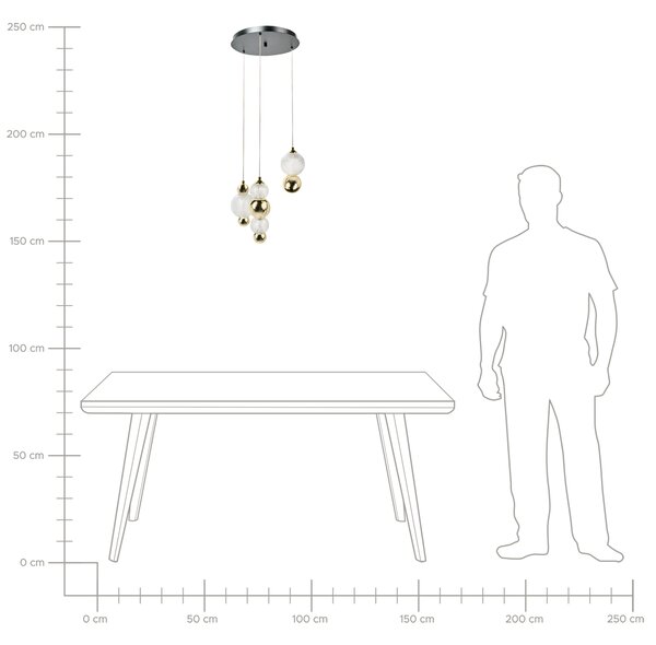 Závěsná lampa se 3 světly SORA LED Sklo Zlatá