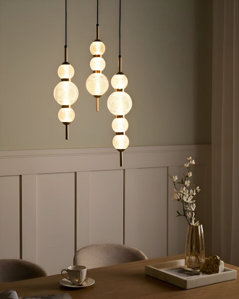 Závěsná lampa se 3 světly ARAS LED Sklo Zlatá