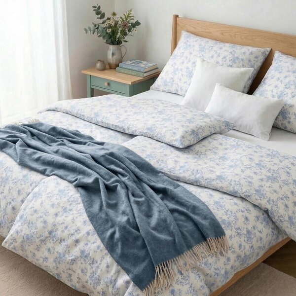 Povlečení EXCLUSIVE TENCEL PLUS abigail bílomodrá 140 x 200/70 x 90 cm
