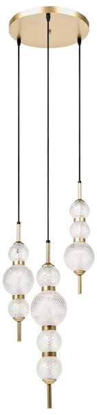 Závěsná lampa se 3 světly ARAS LED Sklo Zlatá