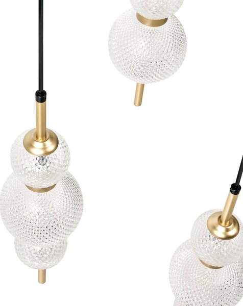 Závěsná lampa se 3 světly ARAS LED Sklo Zlatá