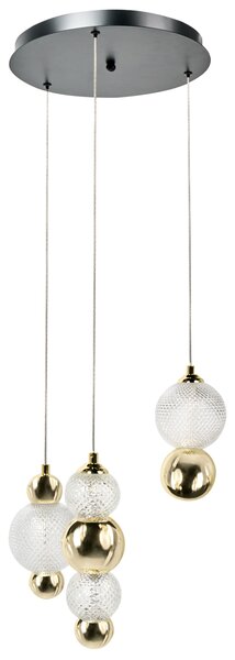 Závěsná lampa se 3 světly SORA LED Sklo Zlatá