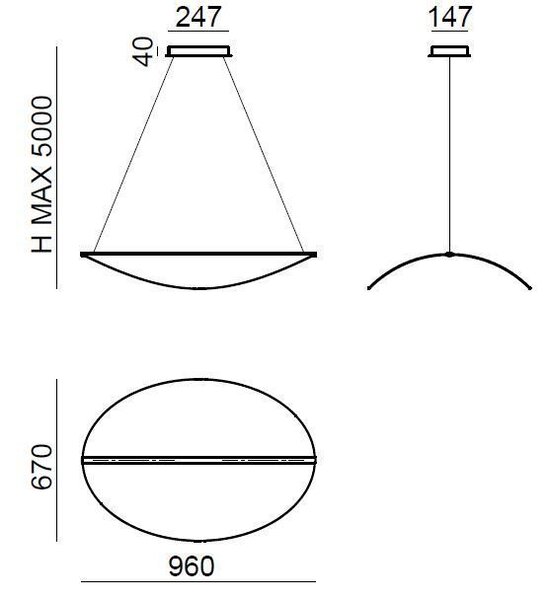 Stilnovo 8169 Diphy_icon, závěsné svítidlo, 54W LED 3000K stmívatelné DALI, 96x67cm