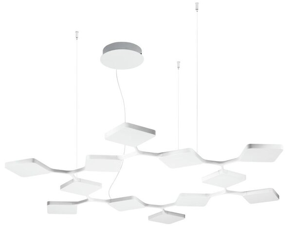 Stilnovo 8112 Quad_P12, bílé závěsné svítidlo pro nepřímé osvětlení, 91W LED 3000K stmívatelné, 133x116cm