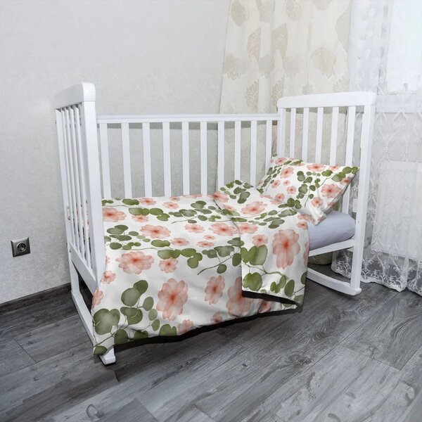 Sablio Dětské povlečení do postýlky Jarní květy - 120x90 / 40x60