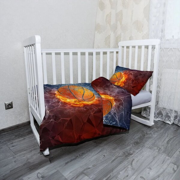 Sablio Mikroplyšové dětské povlečení do postýlky Basketbalový míč - 120x90 / 40x60