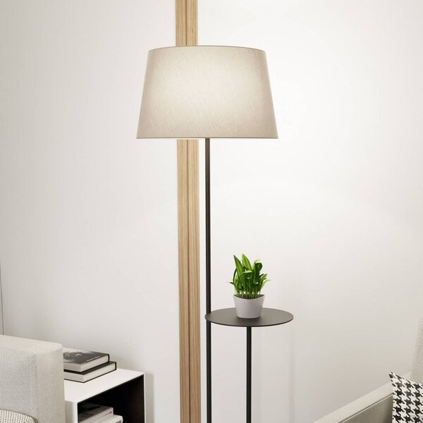 EMIBIG LIGHTING Hotelová stojací lampa, béžová/černá, výška 150 cm, látka/kov, Černá, Obývací pokoj / jídelna, kov, Moderní