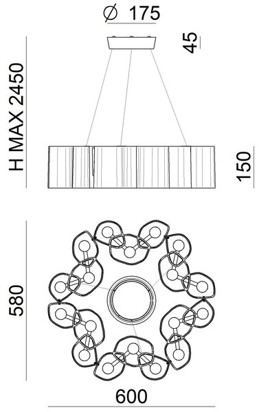 Stilnovo 8682 Honey_PR, designové závěsné svítidlo, 35W LED 2700K stmívatelné, prům. 58cm