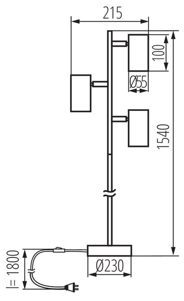 EVALO FL 3xGU10 B-SR Podlahová lampička