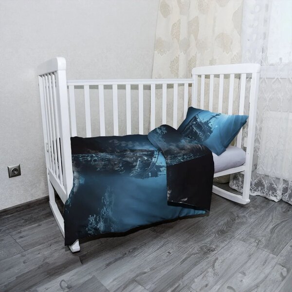 Sablio Mikroplyšové dětské povlečení do postýlky Vrak lodi na dně moře - 120x90 / 40x60