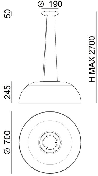 Stilnovo 8892 Demì, designové závěsné svítidlo, 33W LED 3000K stmívatelné phase-cut, prům. 70cm