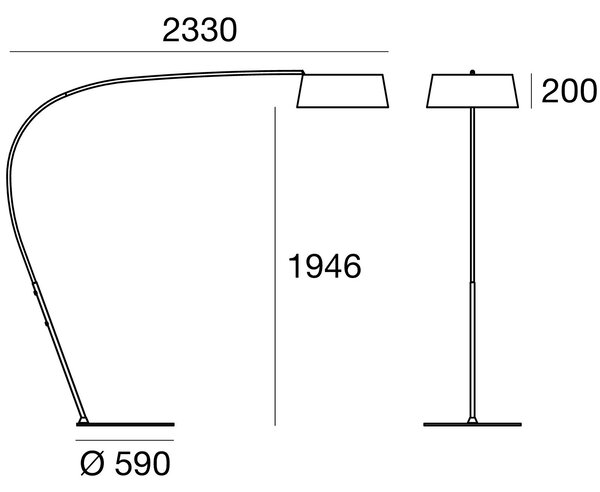 Stilnovo 8104 Oxygen_FL1, modrá stojací oblouková lampa se stmívačem, 36W LED 3000K, výška 194cm