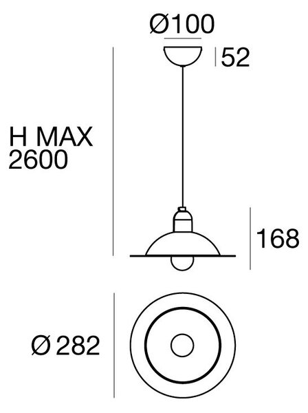 Stilnovo 8985 Lampiatta, retro červené závěsné svítidlo, 1x7W LED E27, prům. 28,2cm