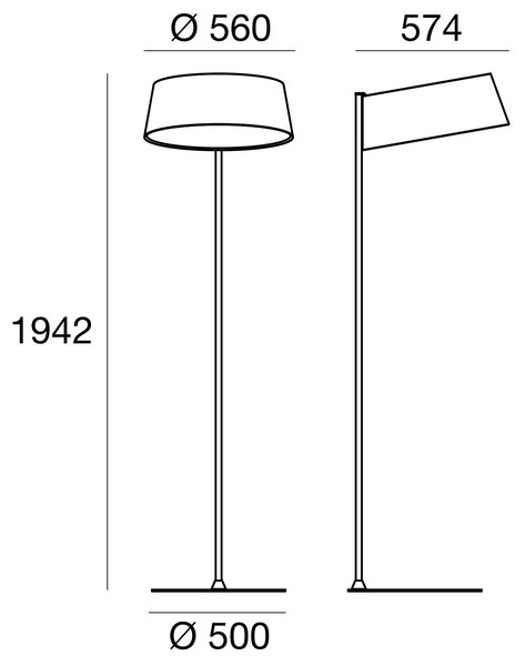 Stilnovo 8100 Oxygen_FL2, azurová stojací lampa se stmívačem, 36W LED 3000K, výška 194cm