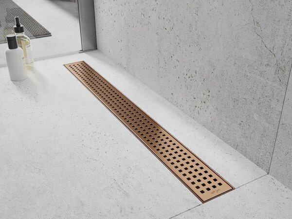 Mexen Flat, lineární podlahový žlab 50 cm, měděná matná, 1C25050