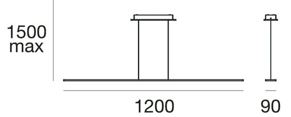 Stilnovo 9075 Lama, černé závěsné LED svítidlo, 48W LED 3000K, délka 120cm
