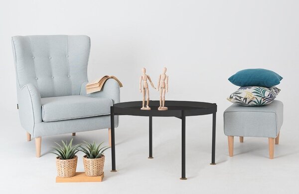 Nordic Design Černý kovový konferenční stolek Nollan 80 cm