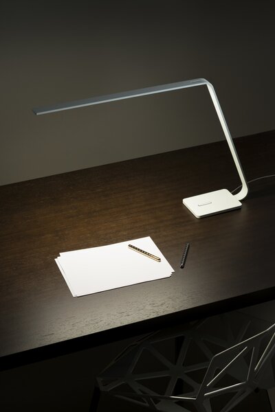 Stilnovo 7112 Lama, bílá stolní LED lampa s dotykovým stmívačem, 9W LED 3000K, výška 46cm