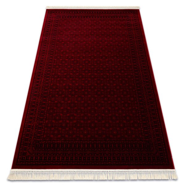 Koberec ORIENT 2958 s třásněmi / rám, orientální / klasický, bordó / černý