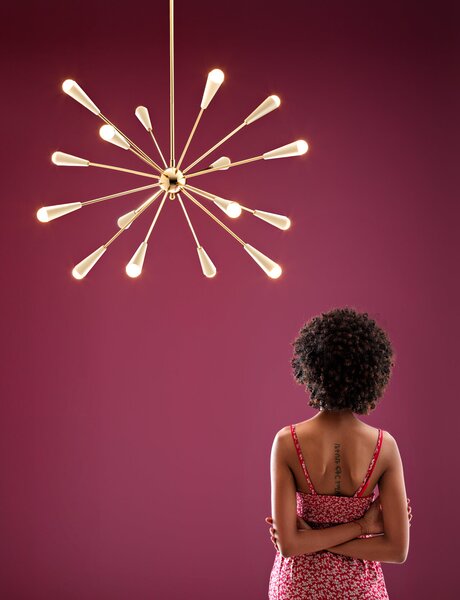 Stilnovo 9591 Sputnik, zlaté závěsné svítidlo, 16x6W LED E14, prům. 99cm