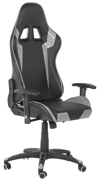 Herní křeslo KNIGHT Umělá kůže Stříbrná