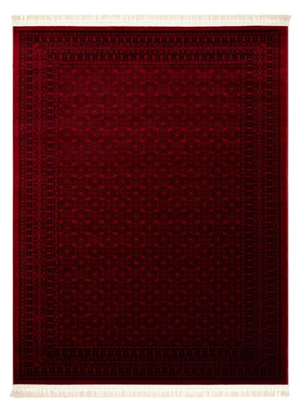 Koberec ORIENT 2958 s třásněmi / rám, orientální / klasický, bordó / černý