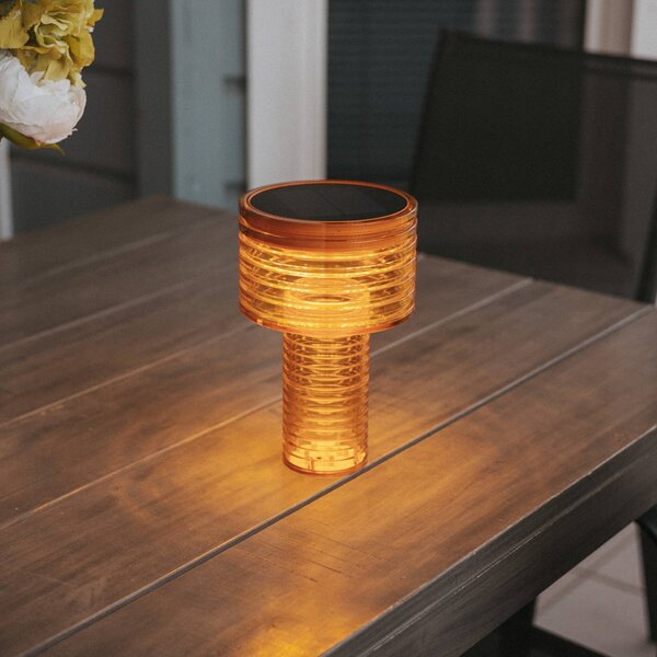 Newgarden LED solární stolní lampa Ambar, oranžová, PMMA, IP44, stmívatelný, Žlutá / oranžová, Plast, Moderní