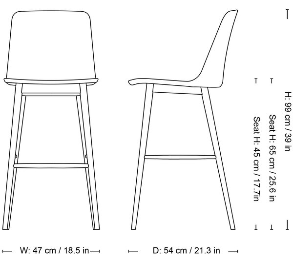 &Tradition designové barozvé židle Rely Bar Chair High HW128 (65 cm)