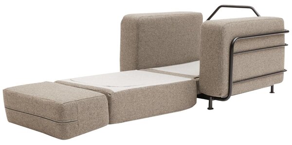 Hnědé látkové rozkládací křeslo Softline Silver