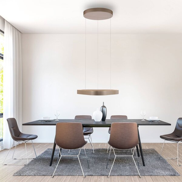 Paul Neuhaus LED závěsné světlo Q-Stretto, bronz, 60 cm, stmívatelný, Bronz / starožitná mosaz, Obývací pokoj / jídelna, kov, Moderní