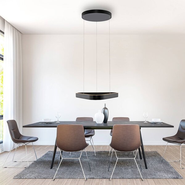 Paul Neuhaus LED závěsné světlo Q-Stretto, černé, 60 cm, stmívatelný, Černá, Obývací pokoj / jídelna, kov, Moderní