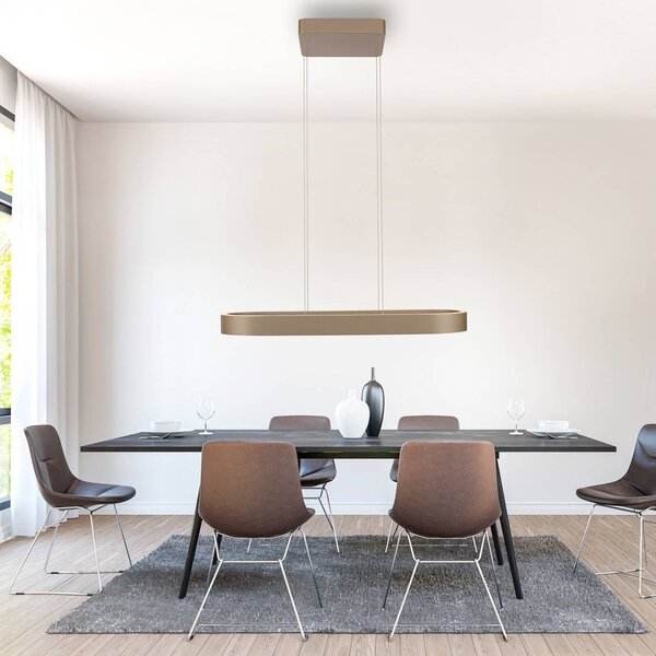 Paul Neuhaus LED závěsné světlo Q-Stretto, bronz, 86,8 cm, stmívatelný, Bronz / starožitná mosaz, Obývací pokoj / jídelna, kov, Moderní