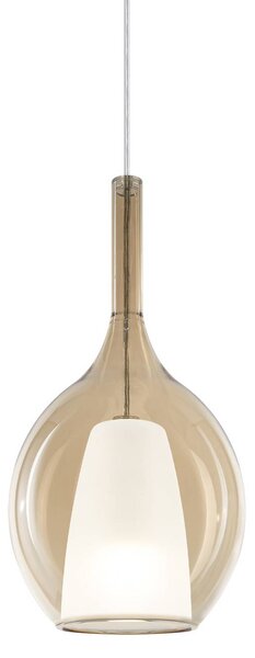 IDEAL LUX Ideal Lux závěsné světlo Kalique 2, jantarová, Ø 18 cm, stmívatelný, Krémová / jantar, Obývací pokoj / jídelna, Plast, Moderní