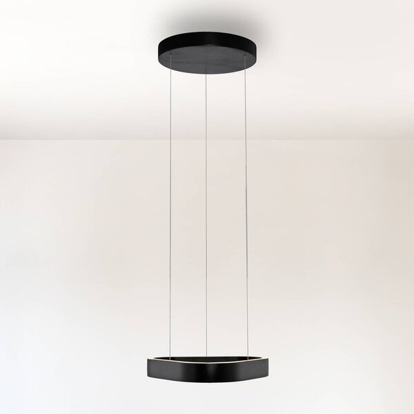 Paul Neuhaus LED závěsné světlo Q-Stretto, černé, 40,8 cm, stmívatelný, Černá, Obývací pokoj / jídelna, kov, Moderní
