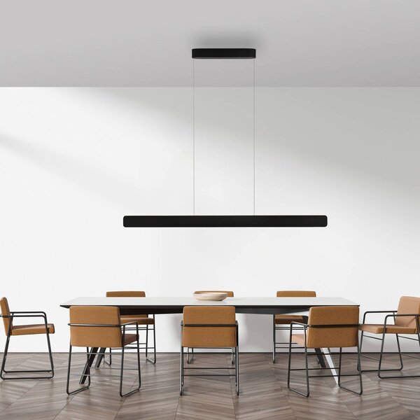 Paul Neuhaus LED závěsné světlo Q-Stretto, černé, 120 cm, stmívatelný, Černá, Obývací pokoj / jídelna, kov, Moderní
