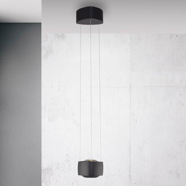 Paul Neuhaus LED závěsné světlo Q-Stretto, černé, Ø 14,5 cm, stmívatelný, Černá, Obývací pokoj / jídelna, kov, Moderní