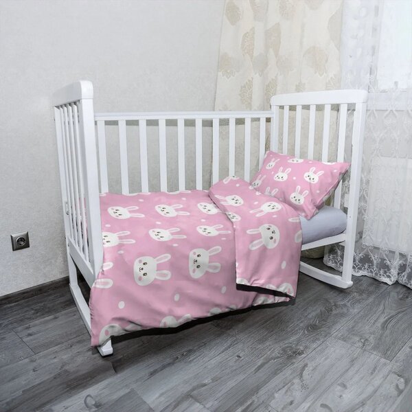 Sablio Mikroplyšové dětské povlečení do postýlky Králíčci - 100x135 / 40x60