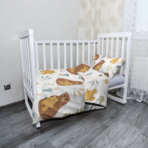 Sablio Mikroplyšové dětské povlečení do postýlky Medvědi - 120x90 / 40x60