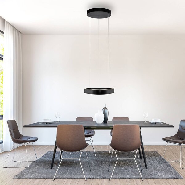 Paul Neuhaus LED závěsné světlo Q-Stretto, černé, 40,8 cm, stmívatelný, Černá, Obývací pokoj / jídelna, kov, Moderní