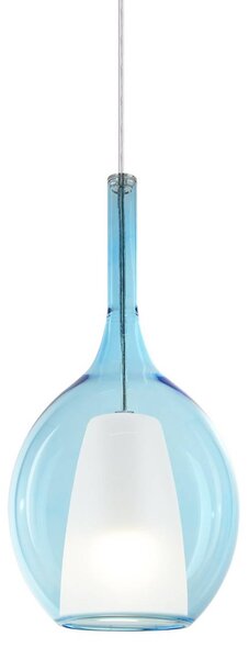 IDEAL LUX Ideal Lux závěsné světlo Kalique 2, modré, Ø 18 cm, plast, stmívatelný, Modrá, Obývací pokoj / jídelna, Plast, Moderní